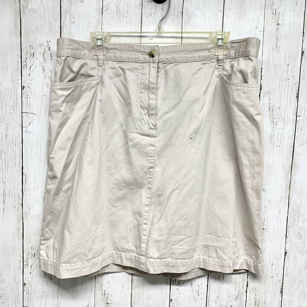 Christopher &‎ Banks Skirt Women 16 Tan Cargo Utility Knee Length Zip Pockets